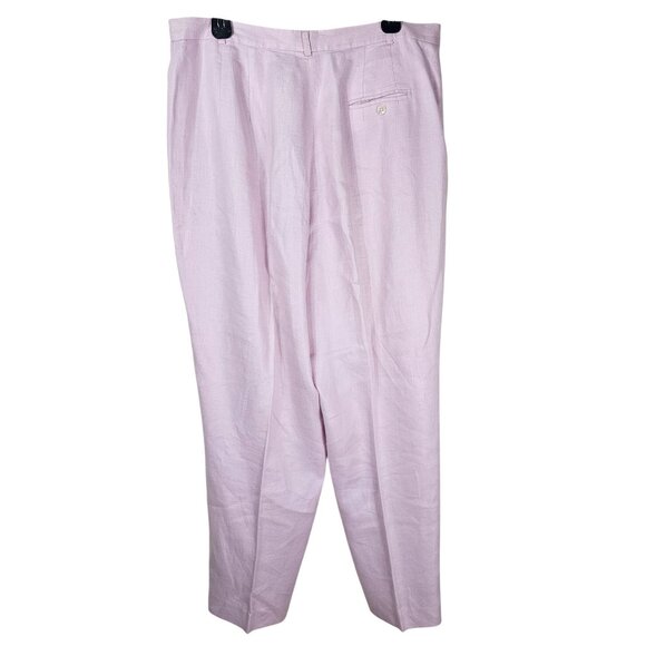 Lauren Ralph Lauren Pink‎ Linen Trousers 16W Relaxed Pleated Lined Pastel Spring - Picture 2 of 8